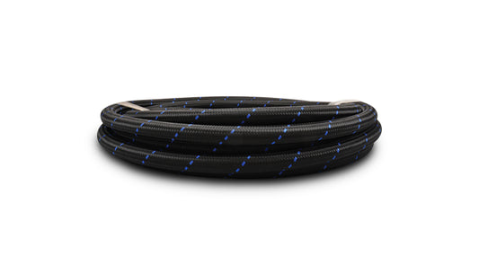 Vibrant Performance 20ft Roll of Black Blue Nylon Braided Flex Hose; AN Size: -4; Hose ID: 0.22";