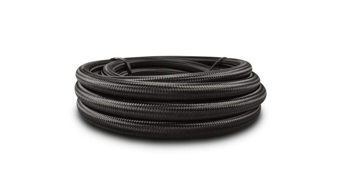 Vibrant Performance 11974 20ft Roll of Black Nylon Braided Flex Hose; AN Size: -4; Hose ID: 0.22";