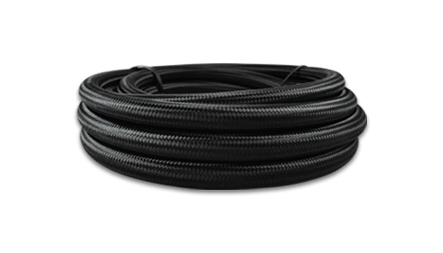 Vibrant Performance 20ft Roll of Black Nylon Braided Flex Hose with PTFE Liner; AN Size: -8
