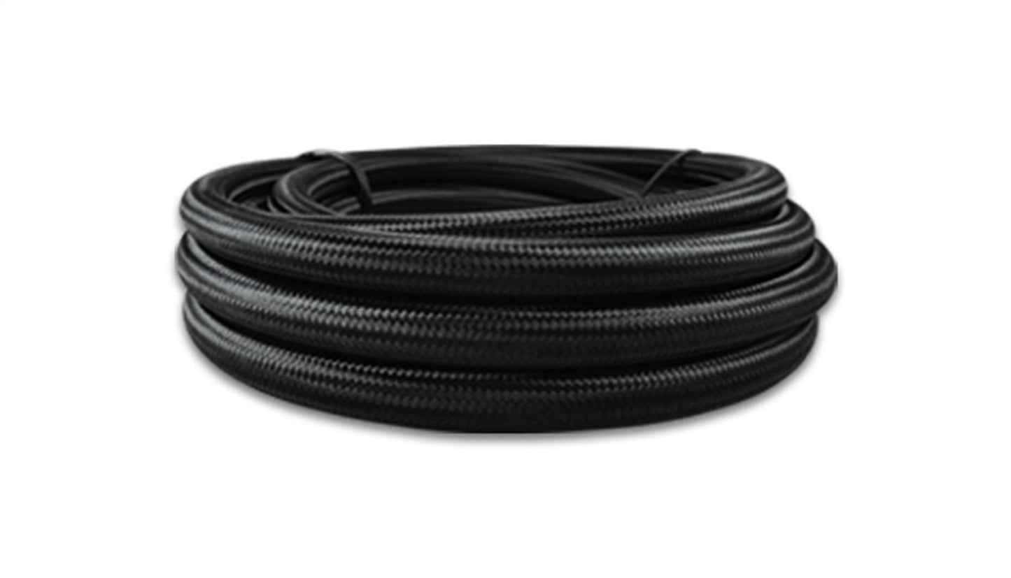 Vibrant Performance 5ft Roll of Black Nylon Braided Flex Hose with PTFE Liner; AN Size: -8